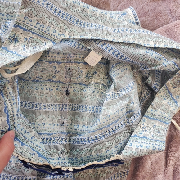 Vtg 1950s Blue Print Patterned Sun Dress Size XS Sock Hop Tea Length Rockabilly - Picture 9 of 15
